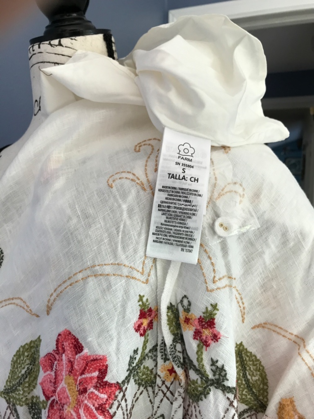 Embroidered Farm Rio Midi Dress Size S - Picture 16 of 16